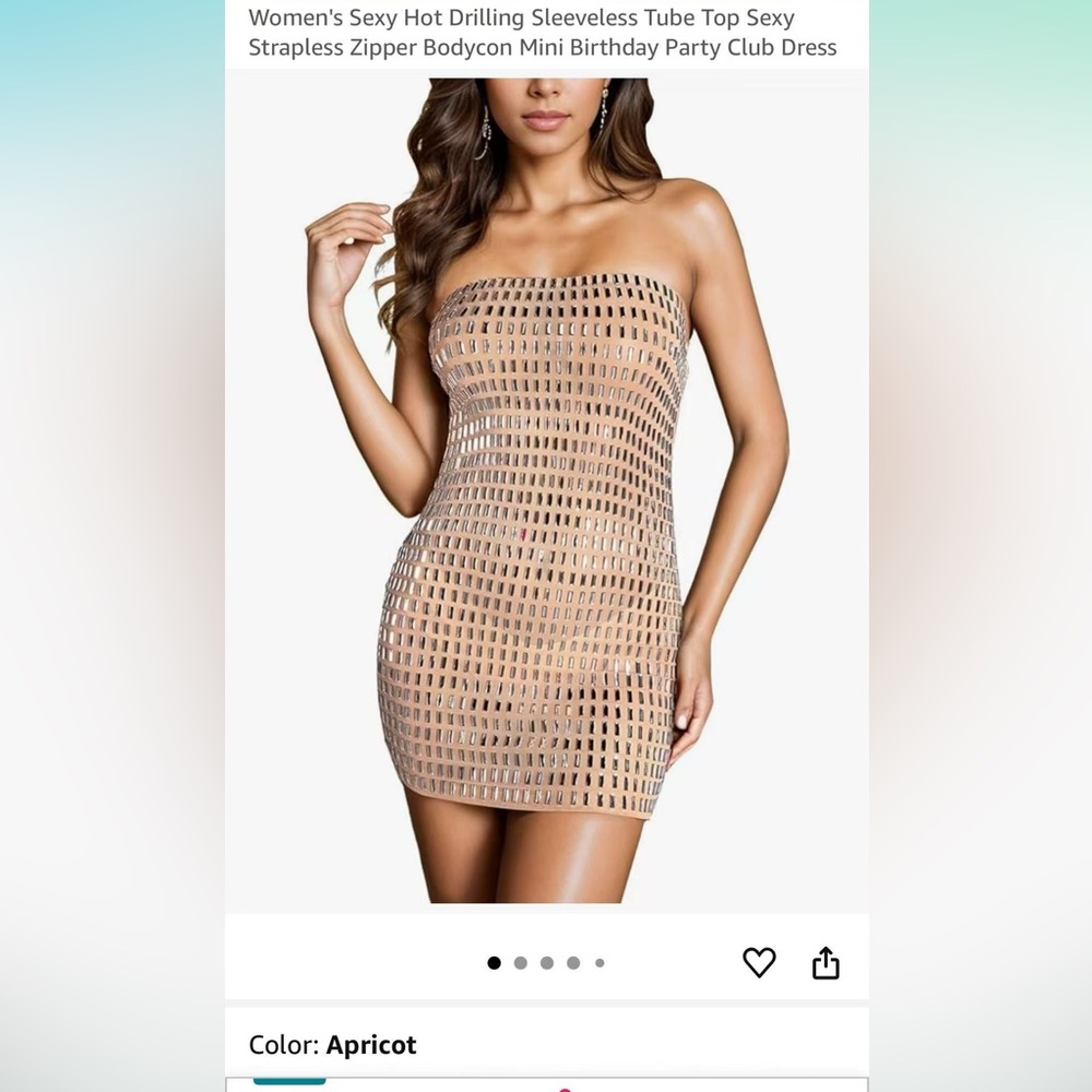 Women's Sexy Hot Drilling Tube Strapless Zipper Bodycon Mini Dress Sz Small